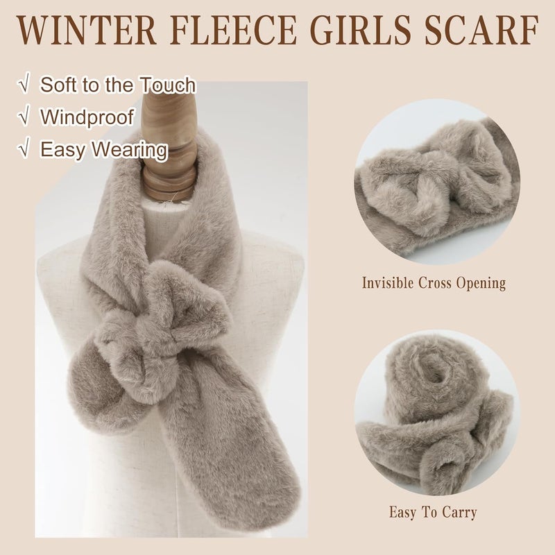 YATANAM Girls Scarf Fuzzy Fleece Kids Scarves Winter Warm Scarf Toddler Adjustable Soft Neck Warmer - Image 3